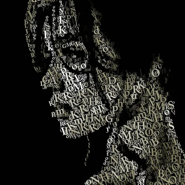 CHriZ fine art - Faces 011 (FACES of the Soul Collection, 2025) - Mixed media - hand-applied letters on aluminium panels, 150 × 150 × 5 cm
