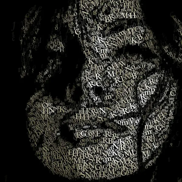 CHriZ fine art - Faces 014 (FACES of the Soul Collection, 2025) - Mixed media - hand-applied letters on aluminium panels, 150 × 150 × 5 cm