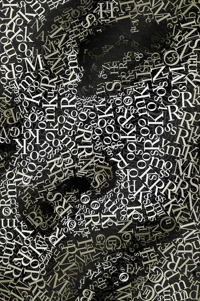 CHriZ fine art - Faces 001 (FACES of the Soul Collection, 2025) - Mixed media - hand-applied letters on aluminium panels, 100 × 150 × 5 cm