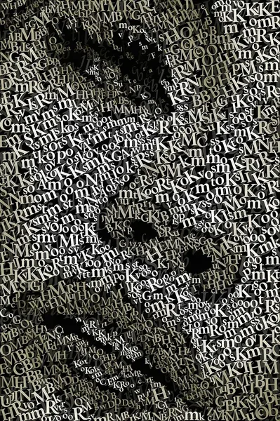 CHriZ fine art - Faces 010 (FACES of the Soul Collection, 2025) - Mixed media - hand-applied letters on aluminium panels, 100 × 150 × 5 cm