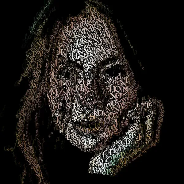 CHriZ fine art - Faces 012 (FACES of the Soul Collection, 2025) - Mixed media - hand-applied letters on aluminium panels, 150 × 150 × 5 cm