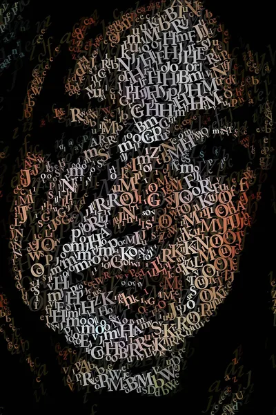 CHriZ fine art - Faces 013 (FACES of the Soul Collection, 2025) - Mixed media - hand-applied letters on aluminium panels, 100 × 150 × 5 cm
