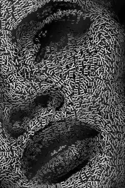 CHriZ fine art - Faces 022 (FACES of the Soul Collection, 2025) - Mixed media - hand-applied letters on aluminium panels, 100 × 150 × 5 cm