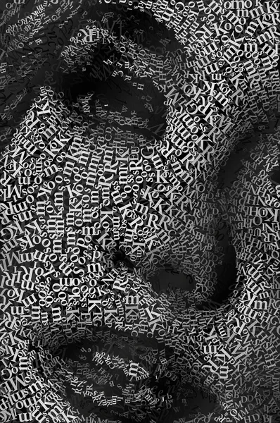 CHriZ fine art - Faces 024 (FACES of the Soul Collection, 2025) - Mixed media - hand-applied letters on aluminium panels, 100 × 150 × 5 cm