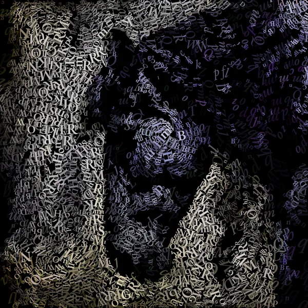 CHriZ fine art - Portraits - Horse 002 (Portraits Collection, 2025) - Mixed media - hand-applied letters on aluminium panels, 150 × 150 × 5 cm
