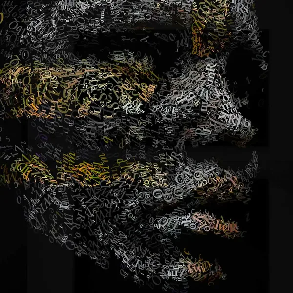 CHriZ fine art - Portraits 038 (Portraits Collection, 2026) - Mixed media - hand-applied letters on aluminium panels, 150 × 150 × 5 cm