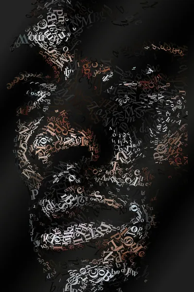 CHriZ fine art - Portraits 049 (Portraits Collection, 2025) - Mixed media - hand-applied letters on aluminium panels, 200 × 300 × 5 cm