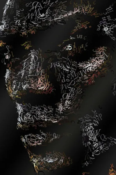 CHriZ fine art - Portraits 050 (Portraits Collection, 2026) - Mixed media - hand-applied letters on aluminium panels, 100 × 150 × 5 cm