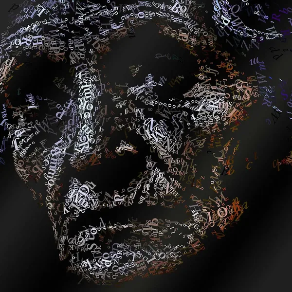 CHriZ fine art - Portraits 053 (Portraits Collection, 2026) - Mixed media - hand-applied letters on aluminium panels, 150 × 150 × 5 cm