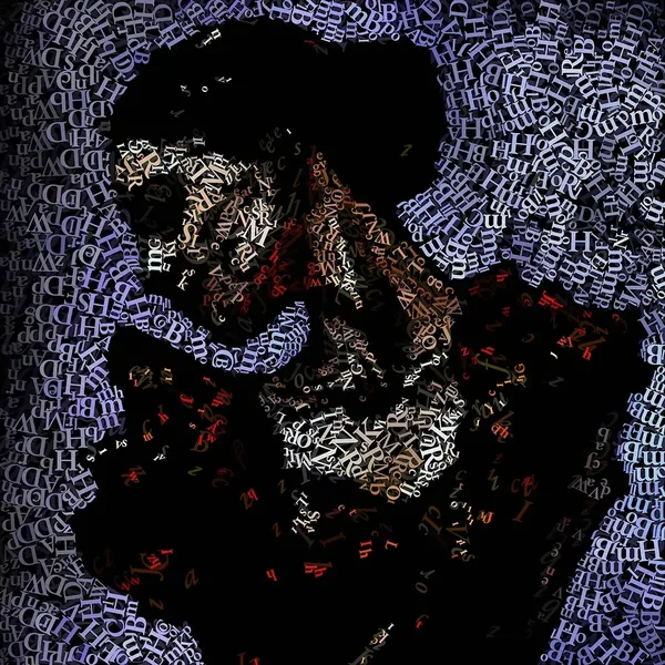 CHriZ fine art - Flamenco Dancer (Wandering Memories Collection, 2026) - Mixed media - hand-applied letters on aluminium panels, 150 × 150 × 5 cm