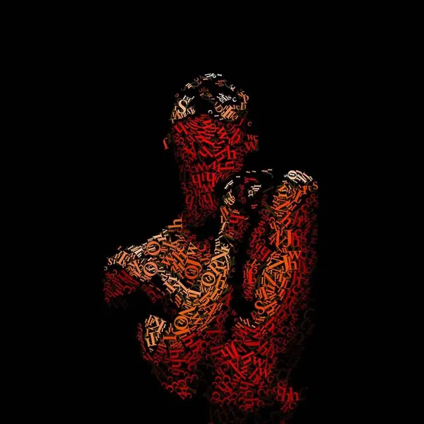 CHriZ fine art - Words 008 (Words | Anatomies Collection, 2026) - Mixed media - hand-applied letters on aluminium panels, 150 × 150 × 5 cm