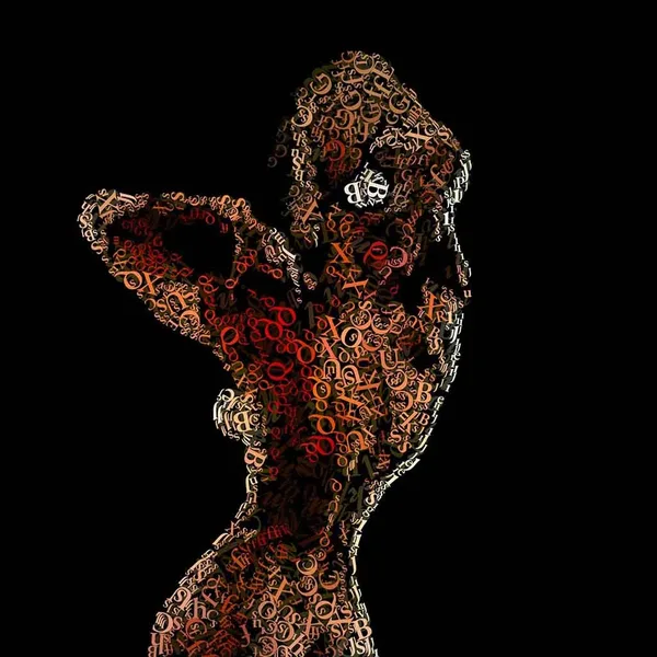 CHriZ fine art - Words 029 (Words | Anatomies Collection, 2026) - Mixed media - hand-applied letters on aluminium panels, 150 × 150 × 5 cm