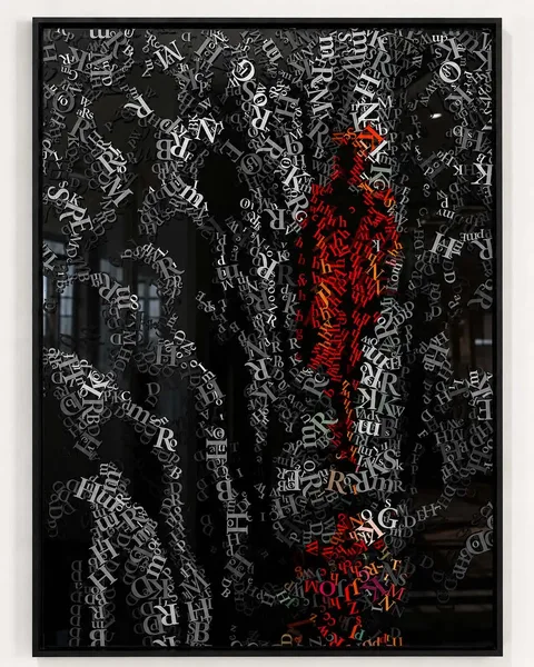 CHriZ fine art - Words 098 (WORDS Silences Collection, 2026) - Mixed media - hand-applied letters on aluminium panels, 100 × 150 × 5 cm